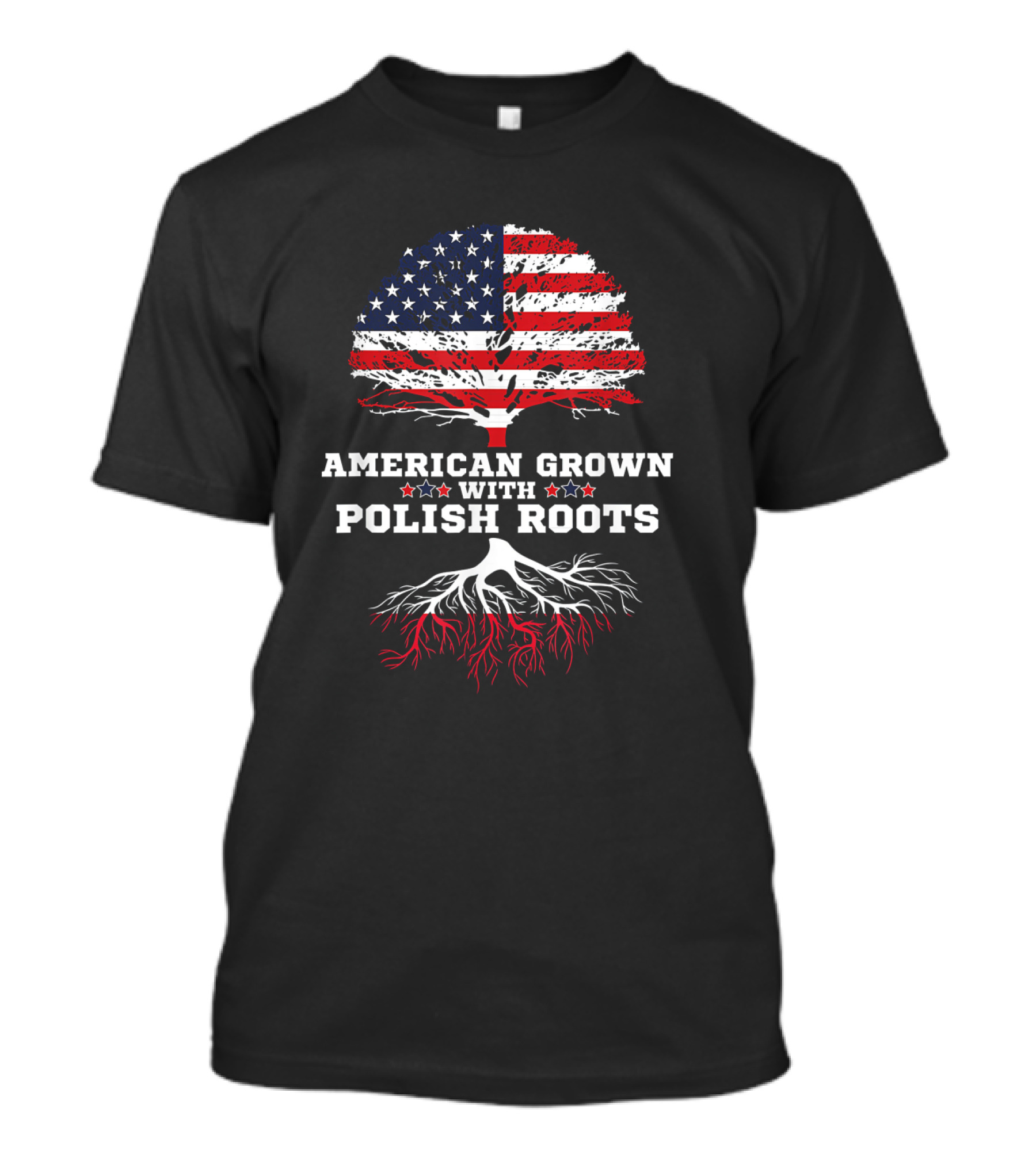 American Grown With Polish Roots Flag Tree T-Shirt
