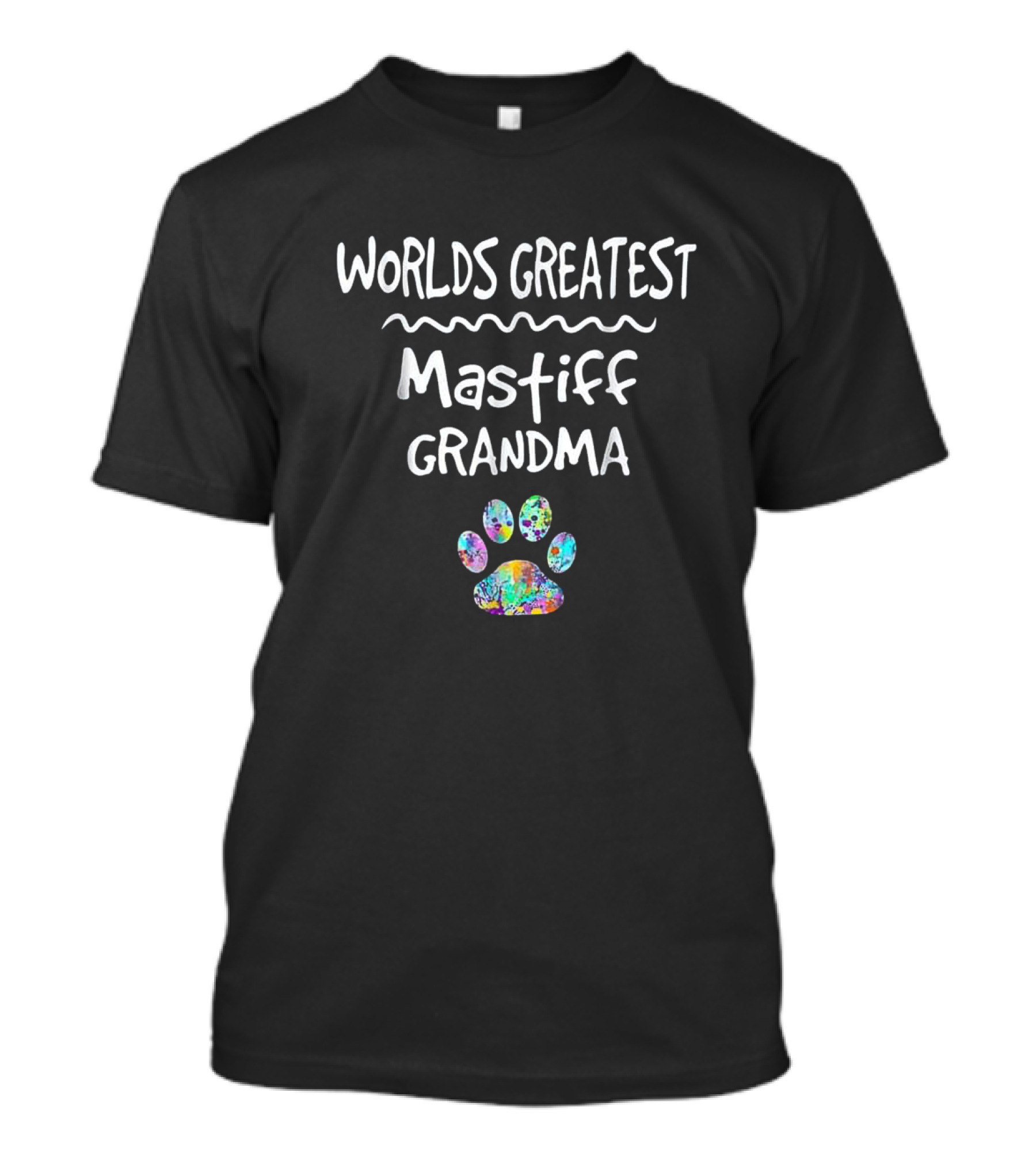 Worlds Greatest Mastiff Grandma Colorful Paw Love Dogs T-Shirt