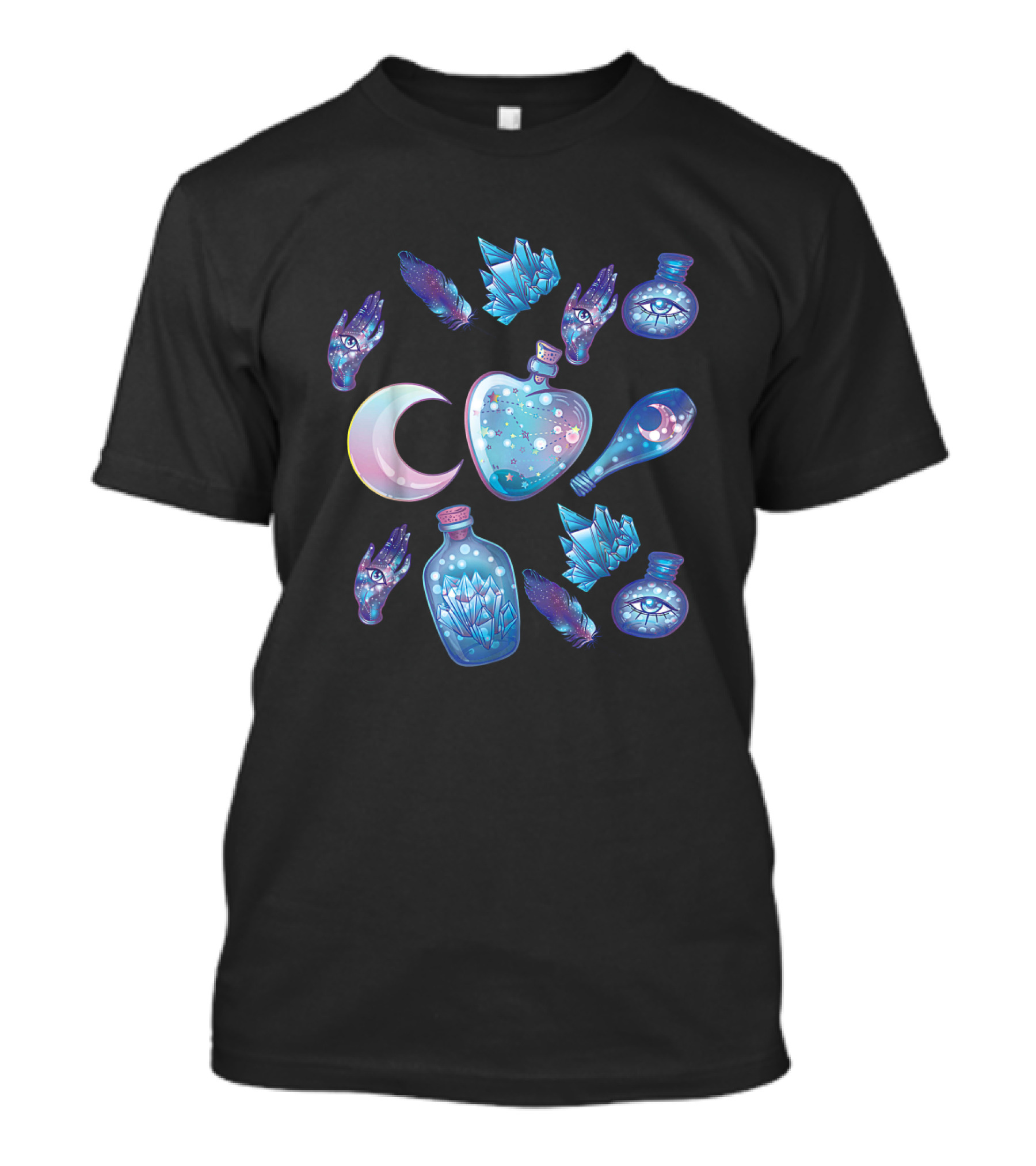 Pastel Goth Kawaii Crystal Moon And Mystical Energy Elements T-Shirt