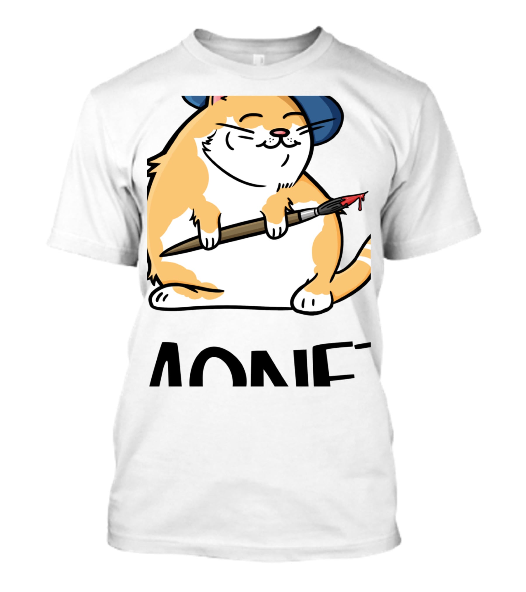Funny Cat French Artist As Feline Claude Monet Parody With Paintbrush And Beret T-Shirt