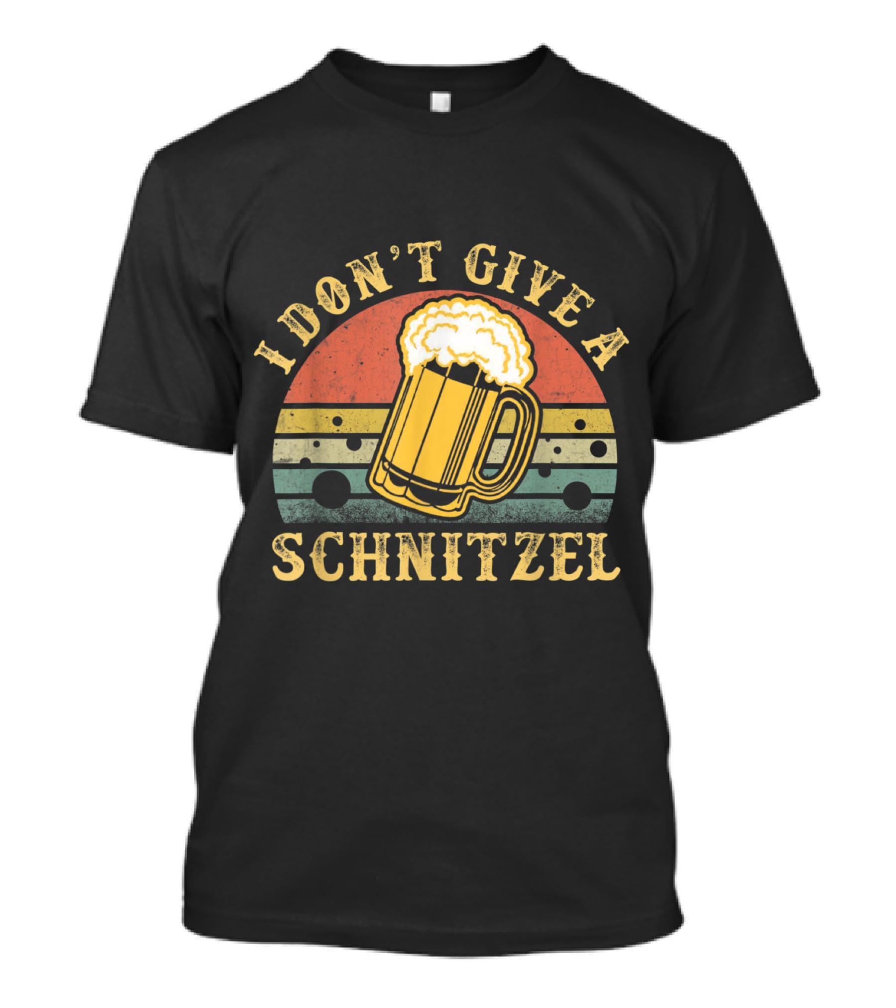 I Don't Give A Schnitzel Oktoberfest German Beer Mug Retro Sunset T-Shirt