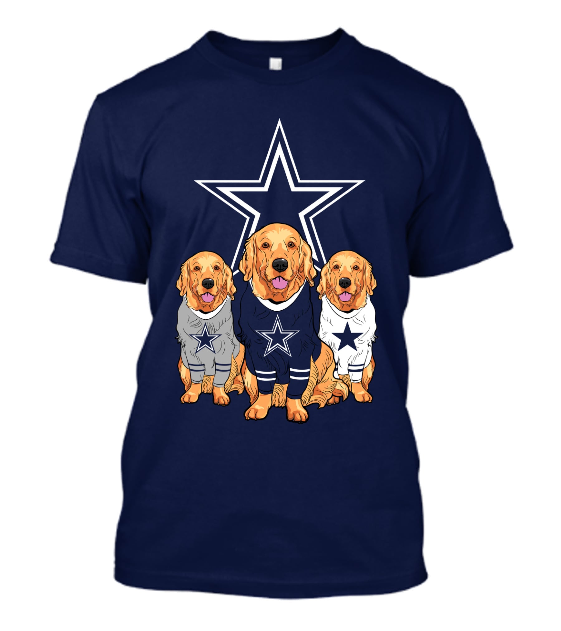 Dallas Cowboys Golden Retrievers Trio T-Shirt