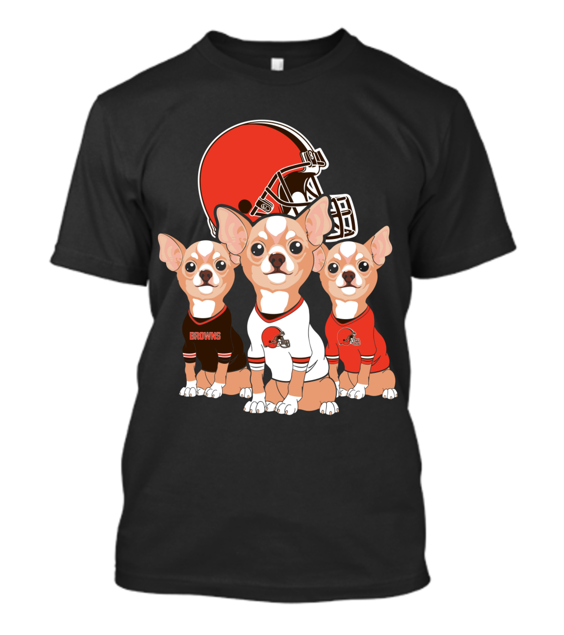 Browns Football Chihuahua Trio T-Shirt