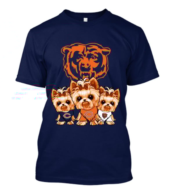 Chicago Bears Yorkshire Terrier Puppy Trio T-Shirt