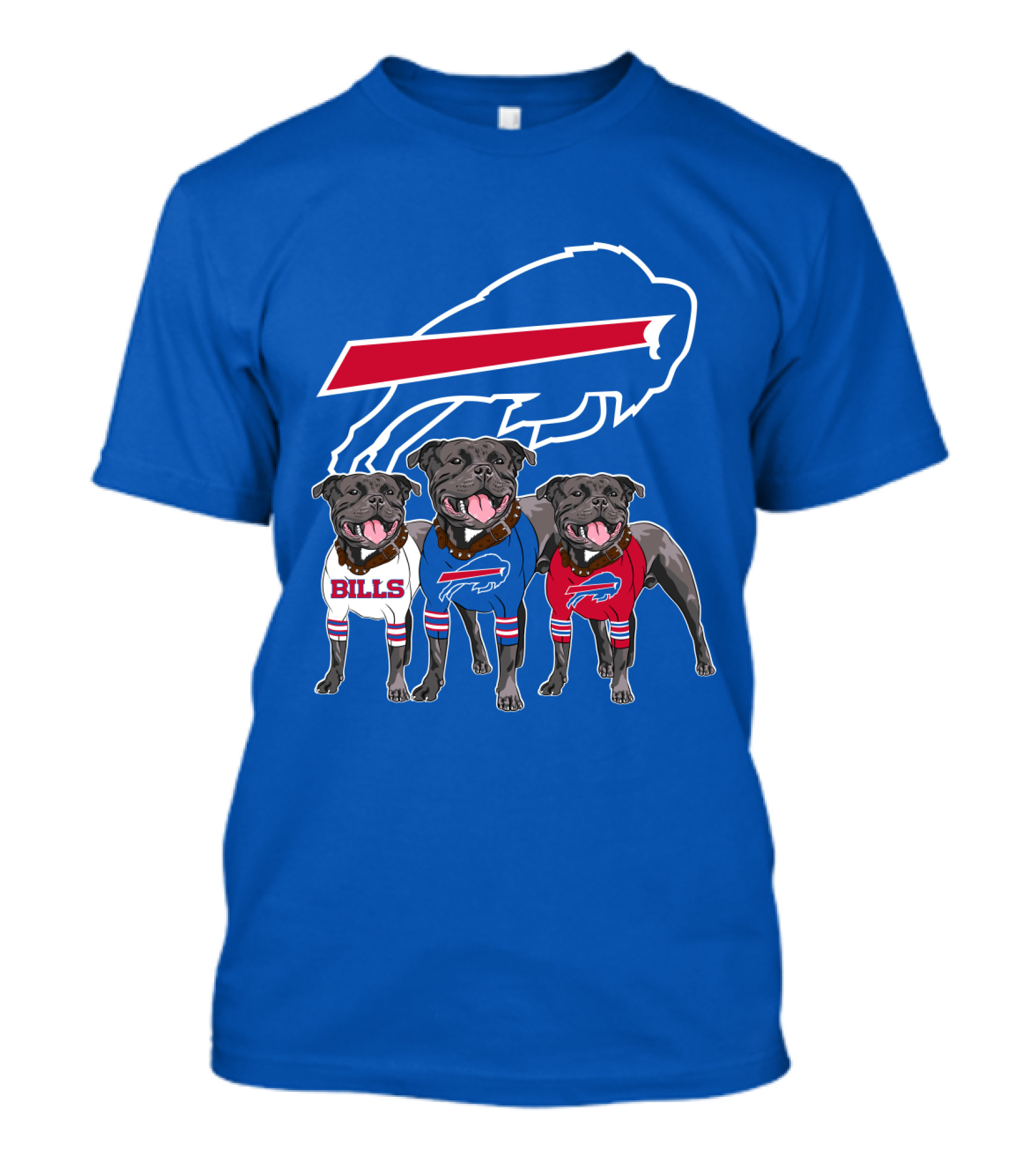 Buffalo Bills Pitbull Trio On Blue Buffalo T-Shirt
