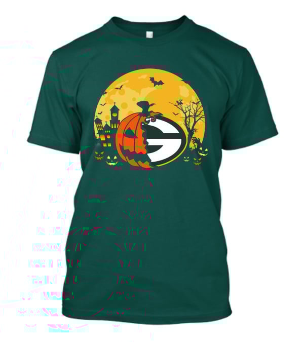 Halloween Green Bay Packers Pumpkin Moon Night Scene T-Shirt