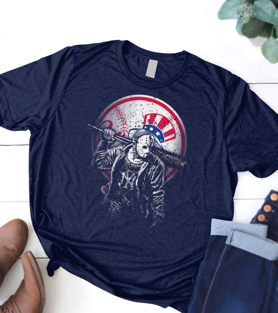 New York Baseball Icon With Mask And Bat T-Shirt