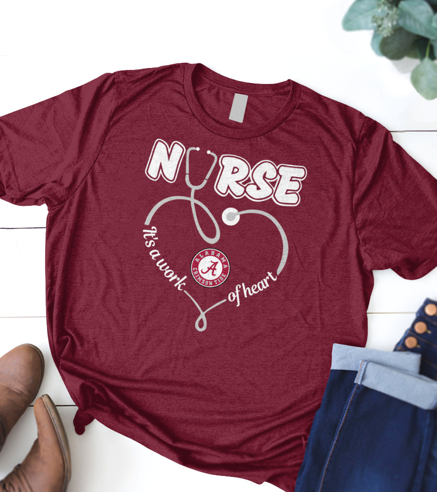 Nurse It's A Work Of Heart Alabama Crimson Tide T-Shirt