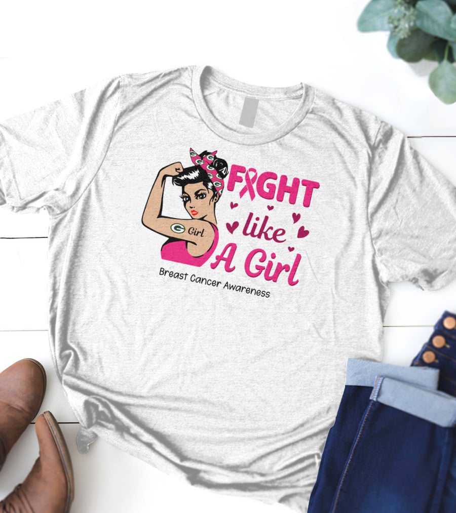 Fight Like A Girl Breast Cancer Awareness Green Bay Packers T-Shirt