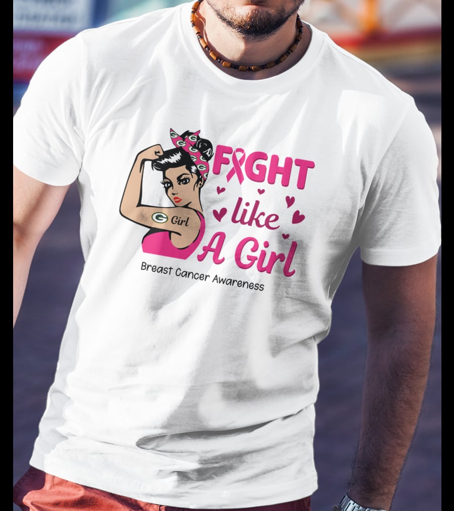 Fight Like A Girl Breast Cancer Awareness Green Bay Packers T-Shirt