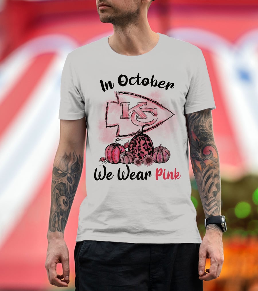 In October We Wear Pink Kc Pumpkin Edition T-Shirt