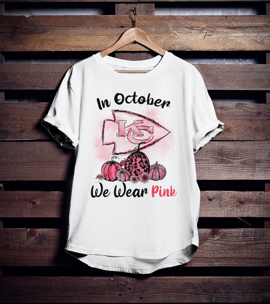 In October We Wear Pink Kc Pumpkin Edition T-Shirt