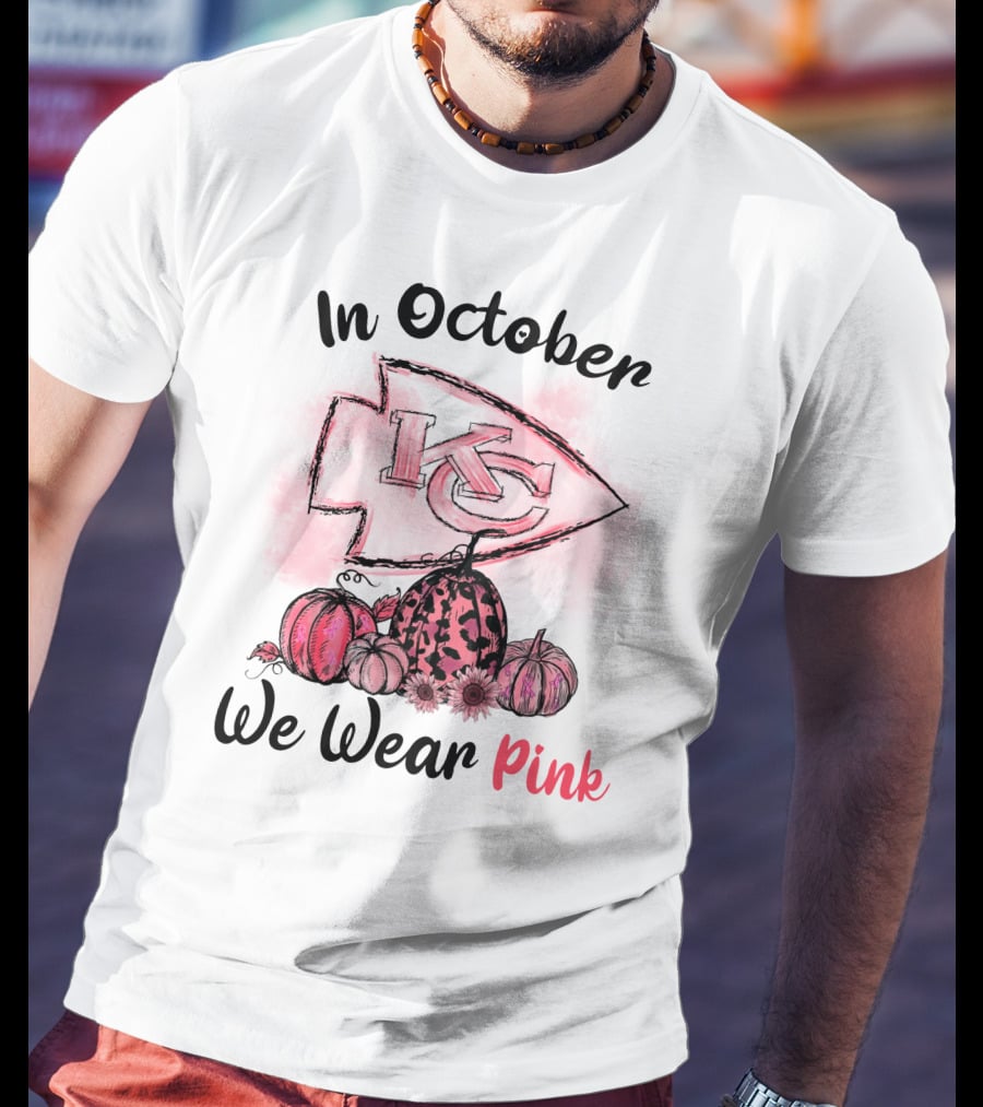 In October We Wear Pink Kc Pumpkin Edition T-Shirt