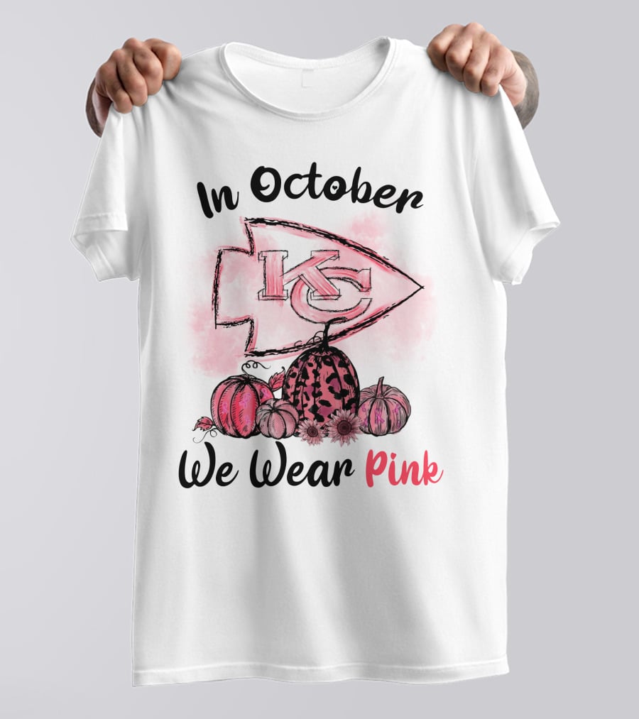 In October We Wear Pink Kc Pumpkin Edition T-Shirt