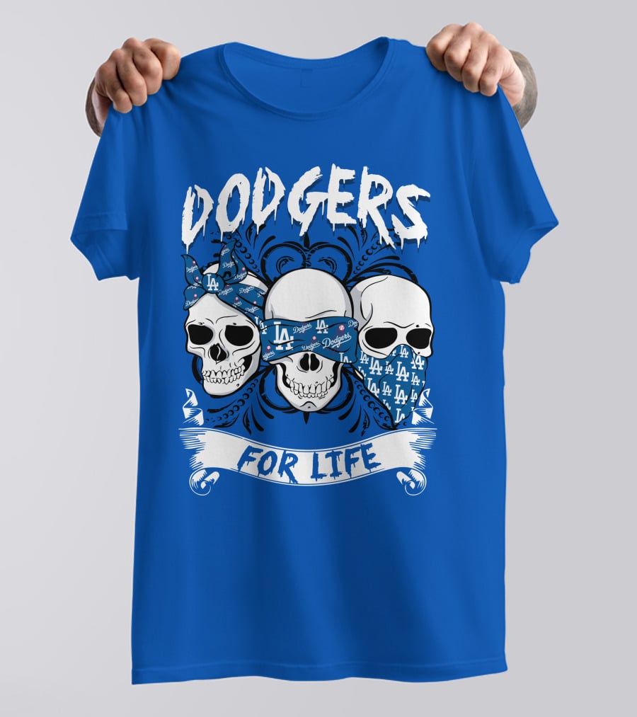 Dodgers For Life La Skulls Bandana T-Shirt