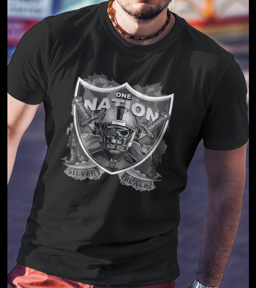 One Nation Raiders Silver Black Nfl T-Shirt