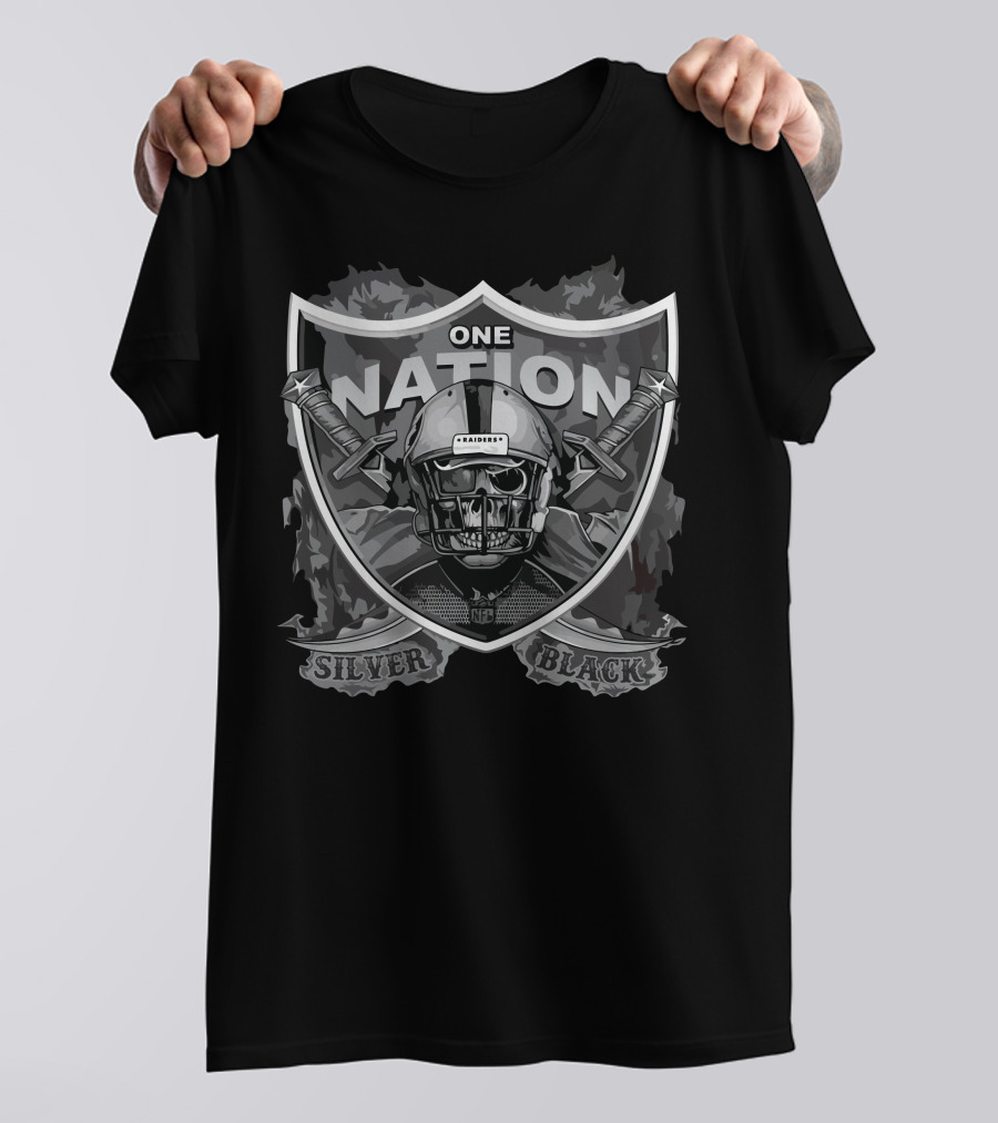 One Nation Raiders Silver Black Nfl T-Shirt