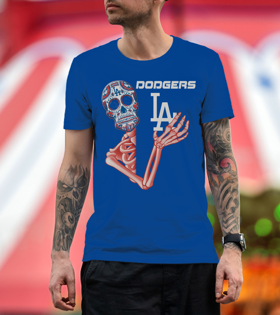 Dodgers La Sugar Skull Skeleton T-Shirt