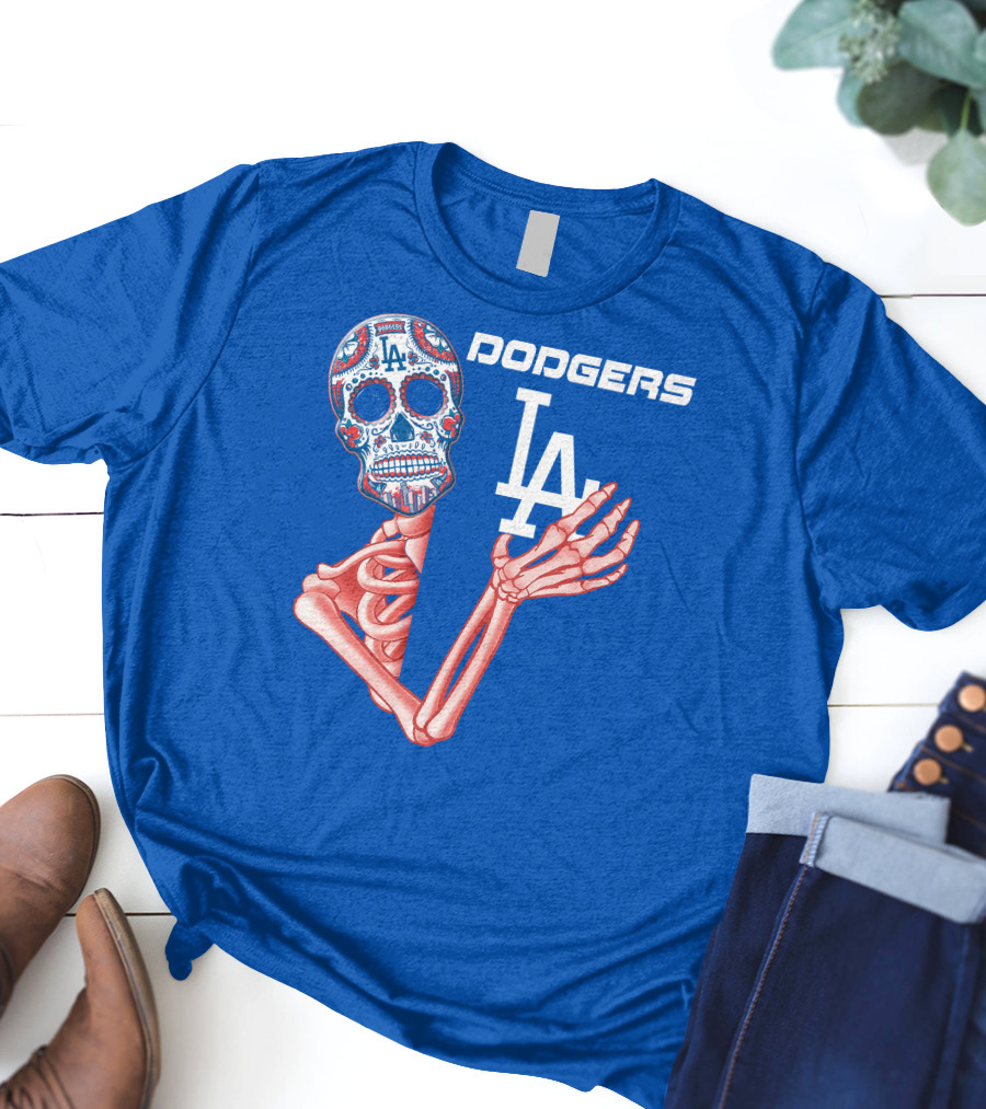 Dodgers La Sugar Skull Skeleton T-Shirt