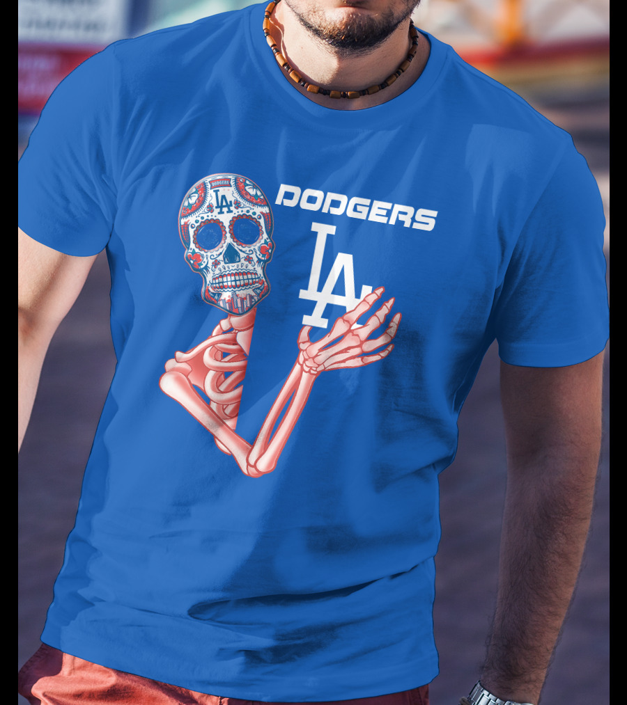 Dodgers La Sugar Skull Skeleton T-Shirt