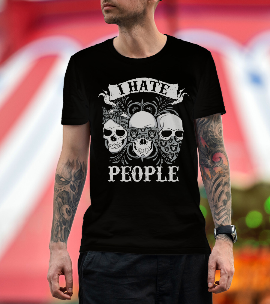 I Hate People Skulls With Bandana And Sunglasses T-Shirt