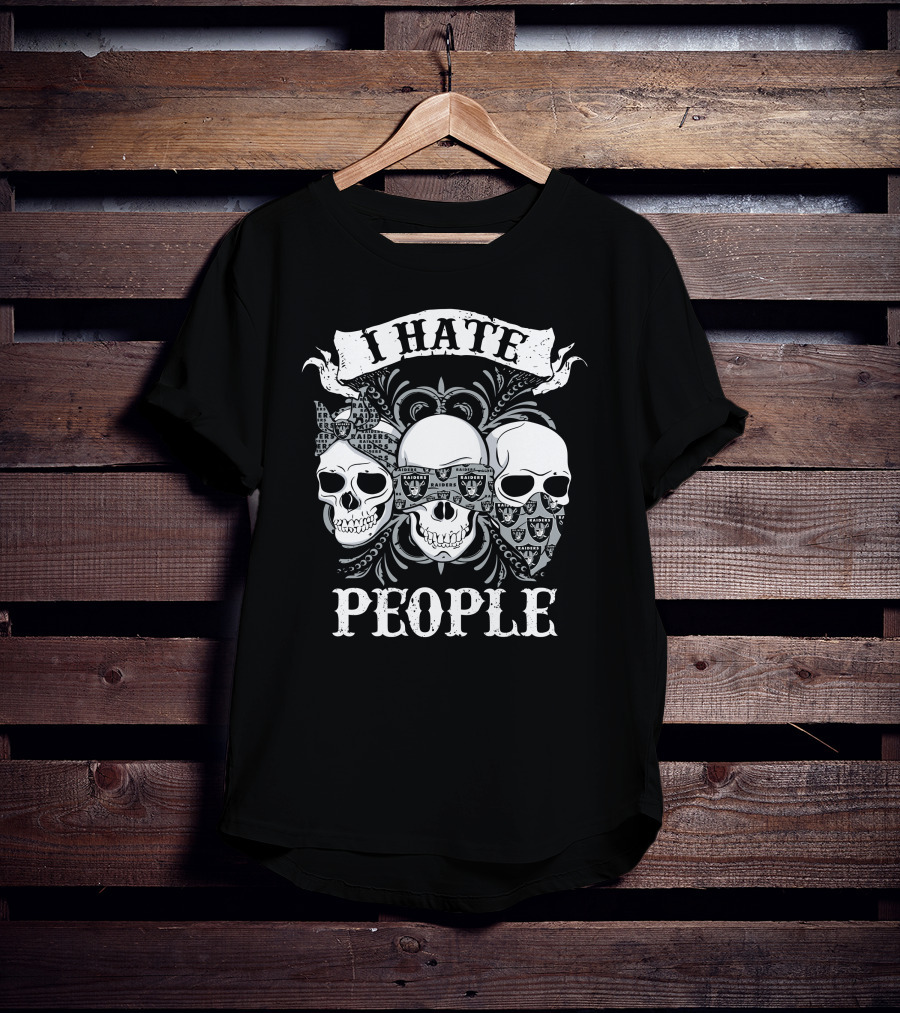 I Hate People Skulls With Bandana And Sunglasses T-Shirt
