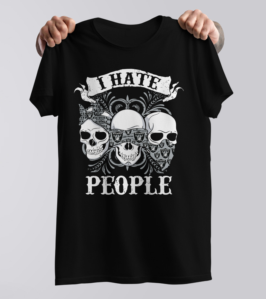 I Hate People Skulls With Bandana And Sunglasses T-Shirt