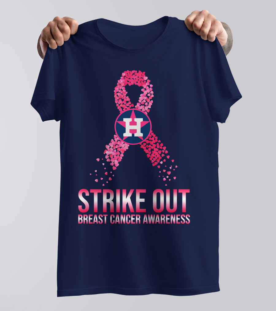 Strike Out Breast Cancer Awareness H Logo Pink Ribbon T-Shirt