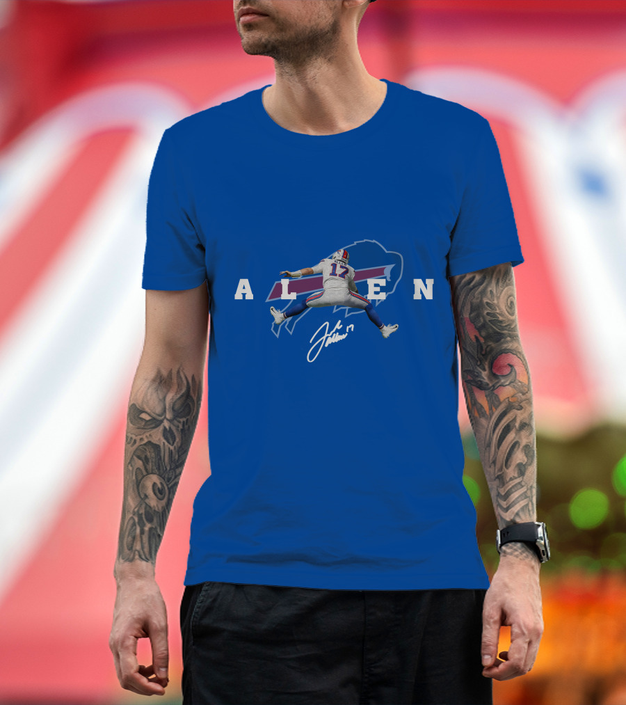 Allen 17 Buffalo Jumping Nfl Signature T-Shirt
