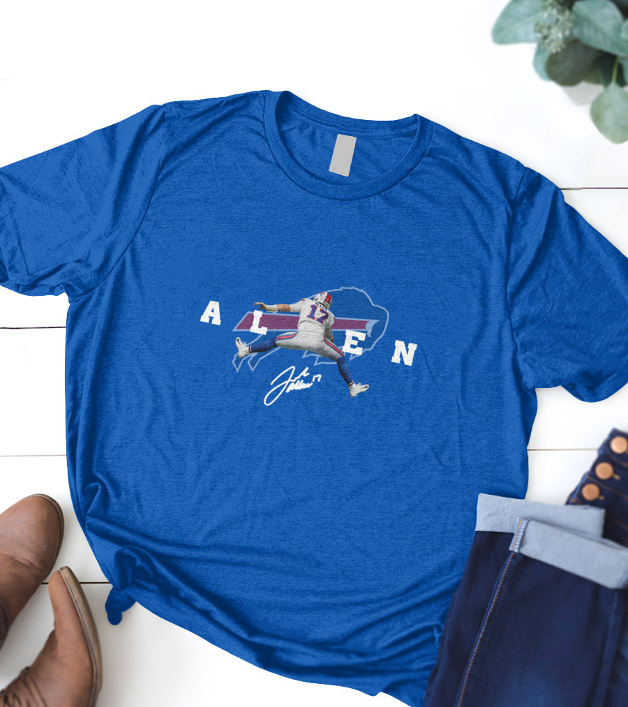 Allen 17 Buffalo Jumping Nfl Signature T-Shirt