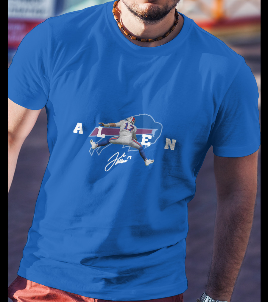 Allen 17 Buffalo Jumping Nfl Signature T-Shirt