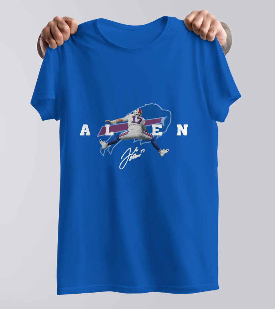 Allen 17 Buffalo Jumping Nfl Signature T-Shirt