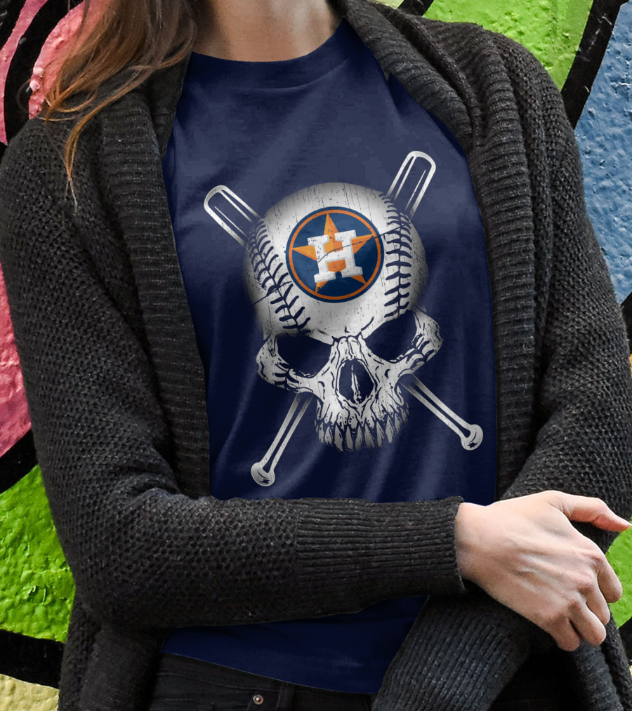 Houston Astros Baseball Skull Crossbones T-Shirt