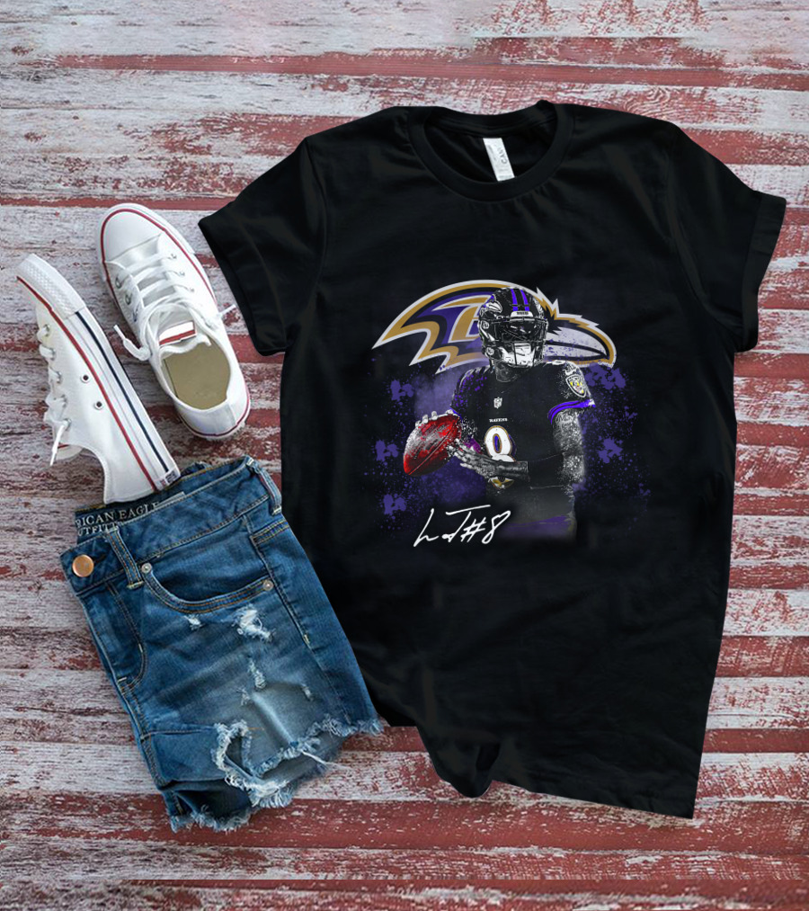 Baltimore Ravens Quarterback Number 8 Signature T-Shirt