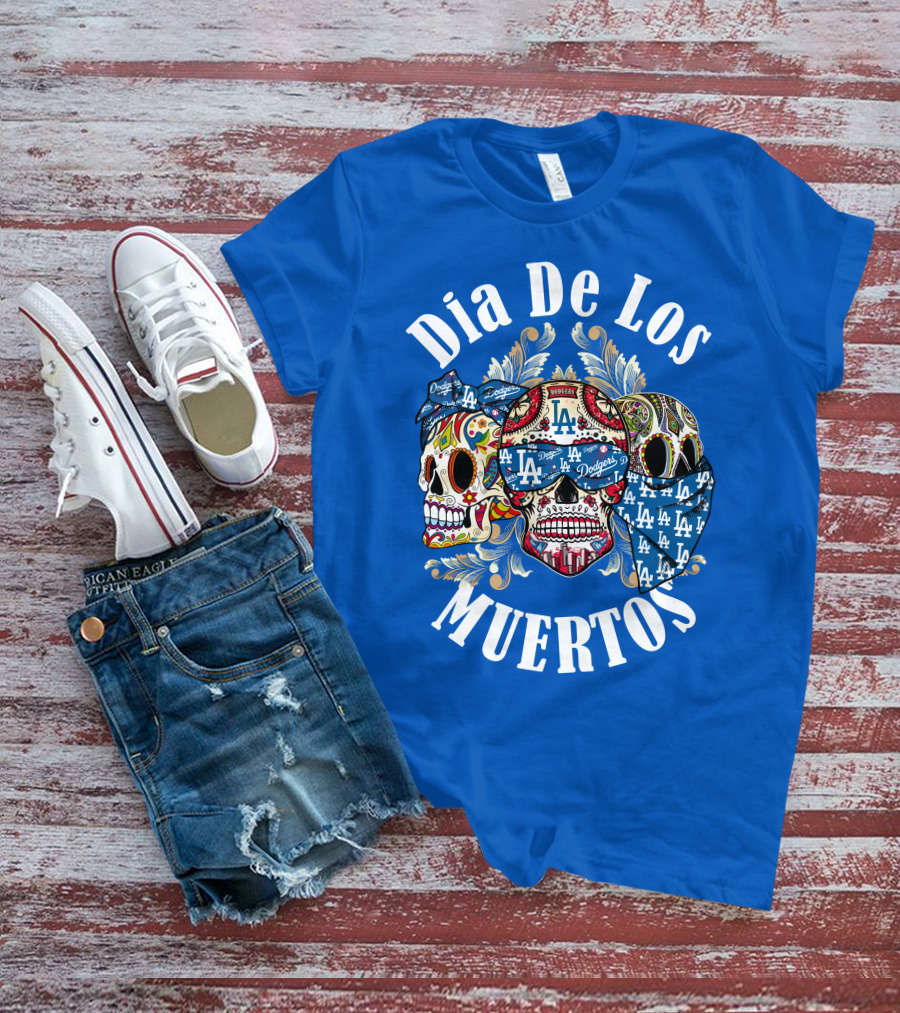Dia De Los Muertos Dodgers La Skulls T-Shirt