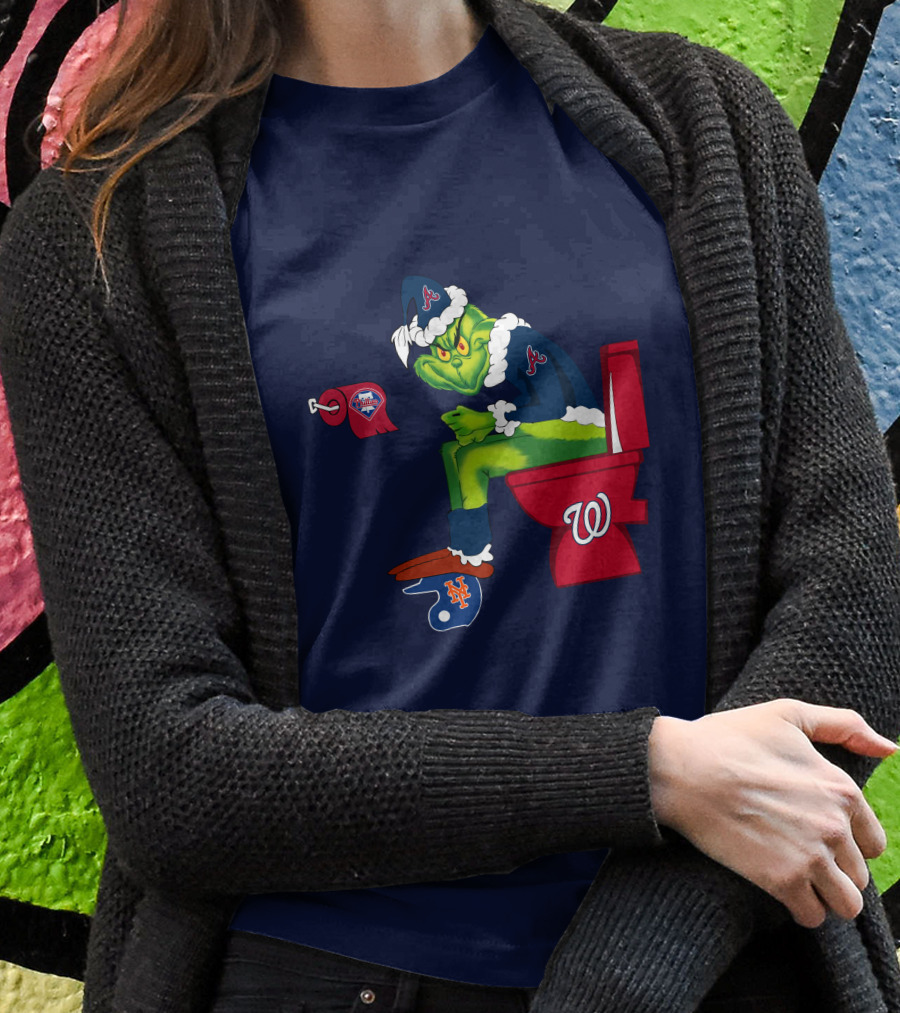 Atlanta Braves Grinch With New York Mets And Washington Nationals Logos T-Shirt