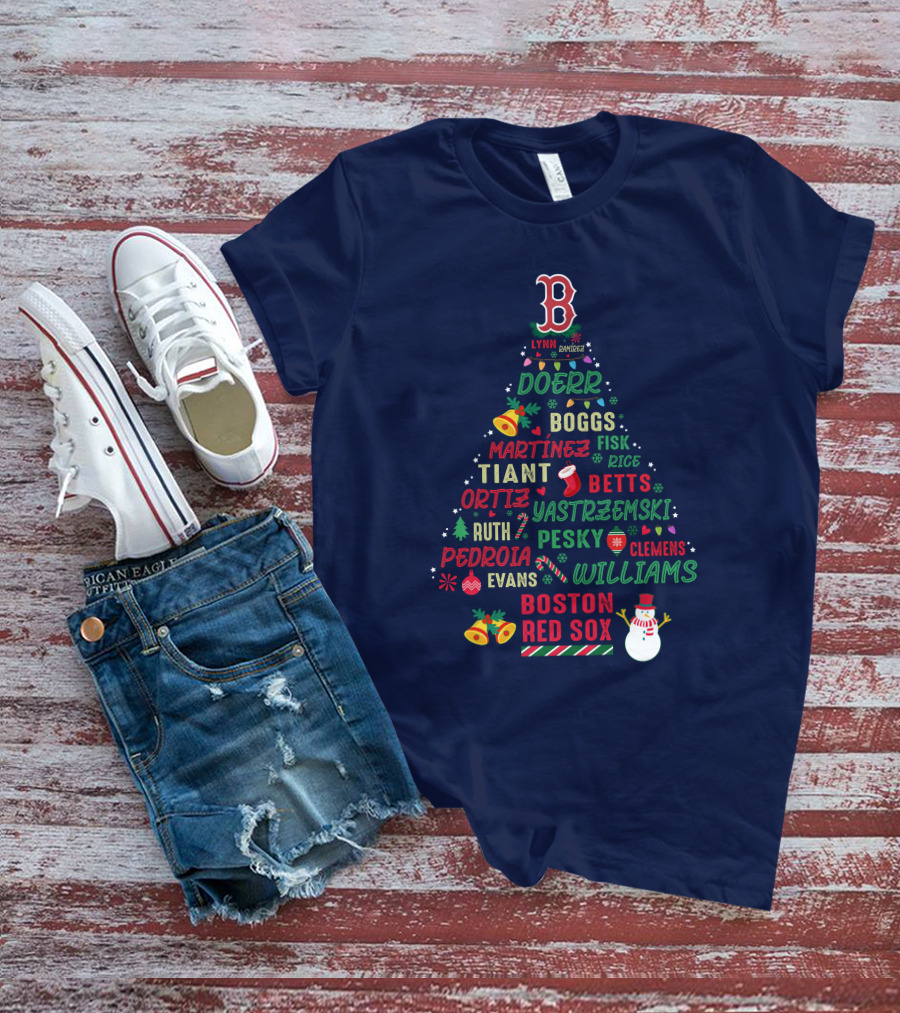 Boston Red Sox Christmas Tree T-Shirt