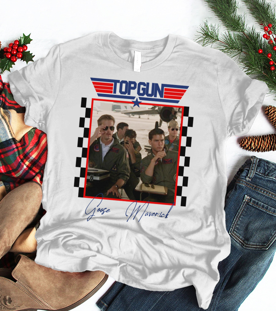 Top Gun Goose Maverick Classic Aviation Icons In Signature Flight Gear T-Shirt