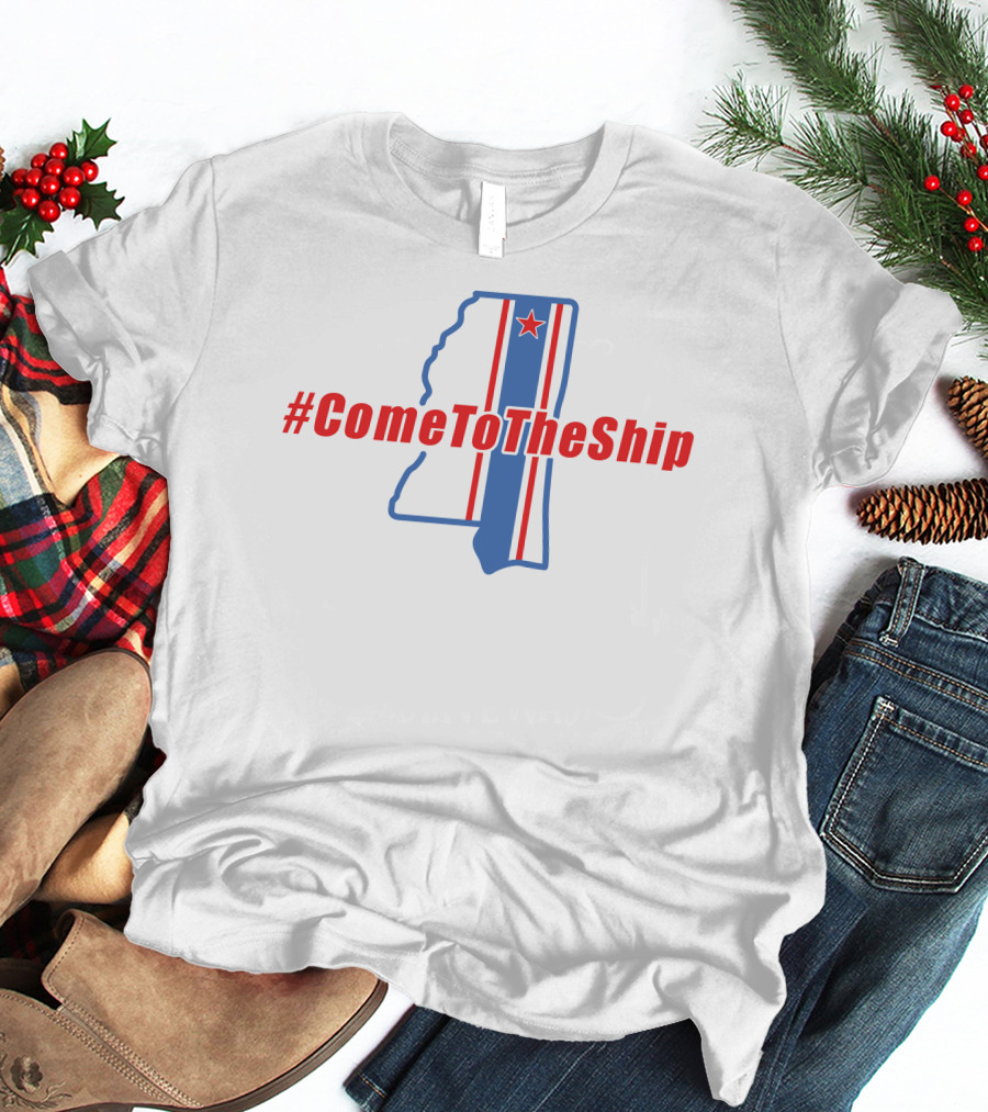 ComeToTheShip Mississippi Outline Red Blue Stripe Star T-Shirt