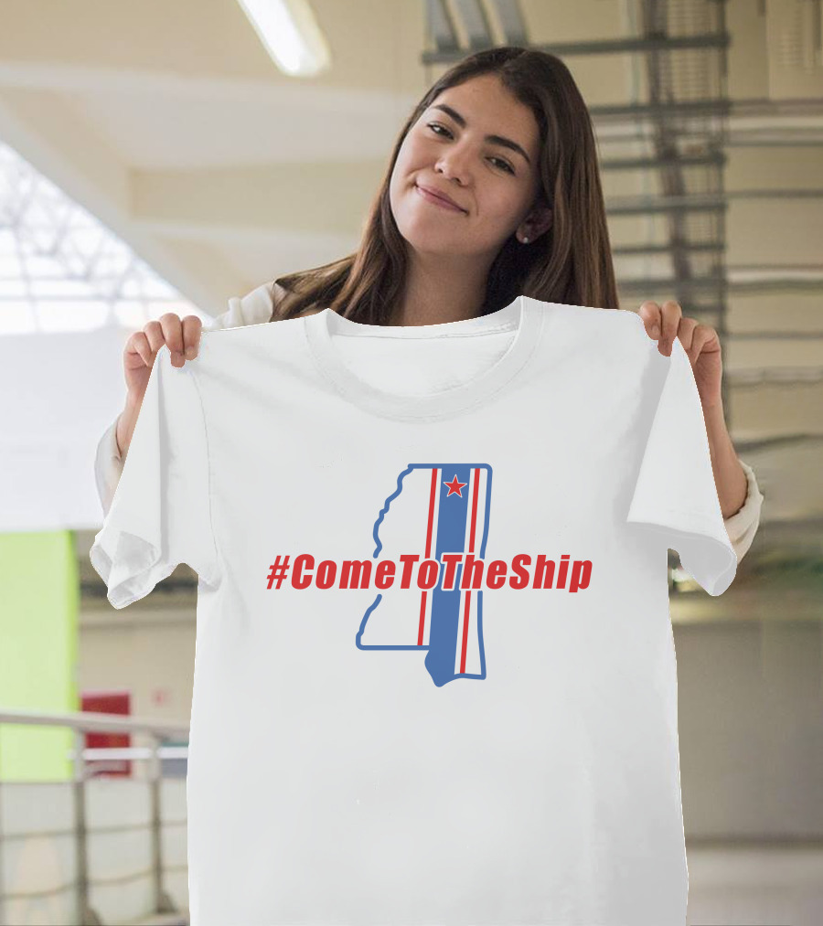ComeToTheShip Mississippi Outline Red Blue Stripe Star T-Shirt