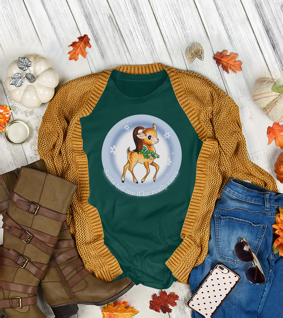 Santa Tell Me If He Really Cares Ariana Grande Merch T-Shirt