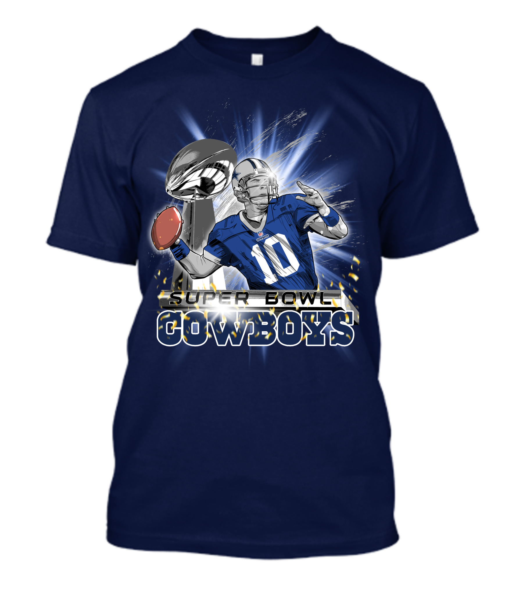 Super Bowl Cowboys Quarterback With Trophy T-Shirt