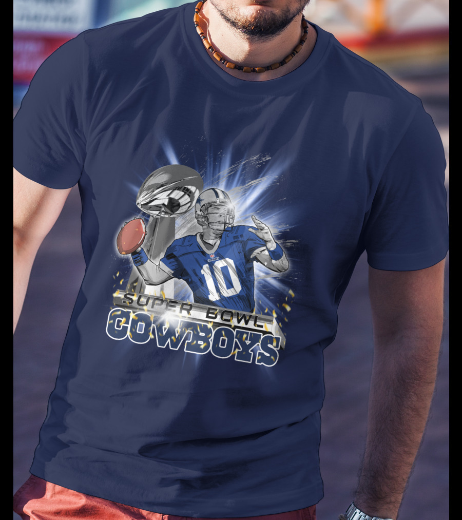 Super Bowl Cowboys Quarterback With Trophy T-Shirt