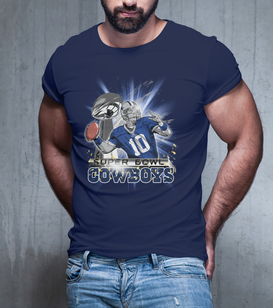 Super Bowl Cowboys Quarterback With Trophy T-Shirt