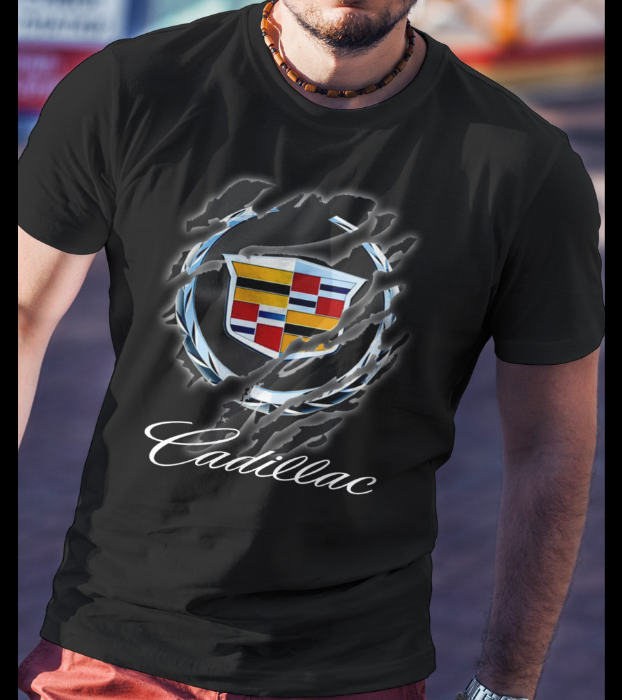 Cadillac Logo Emblem Claw Ripped Effect T-Shirt