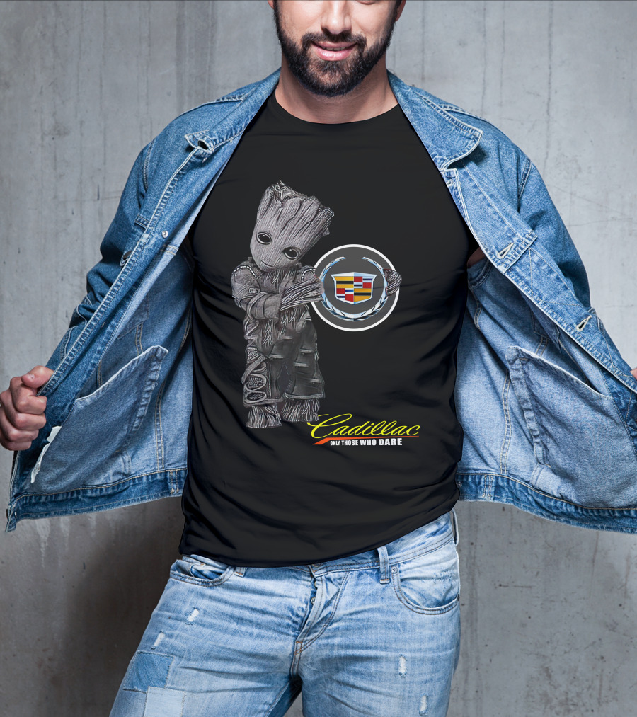 Cadillac Only Those Who Dare Groot Holding Badge T-Shirt