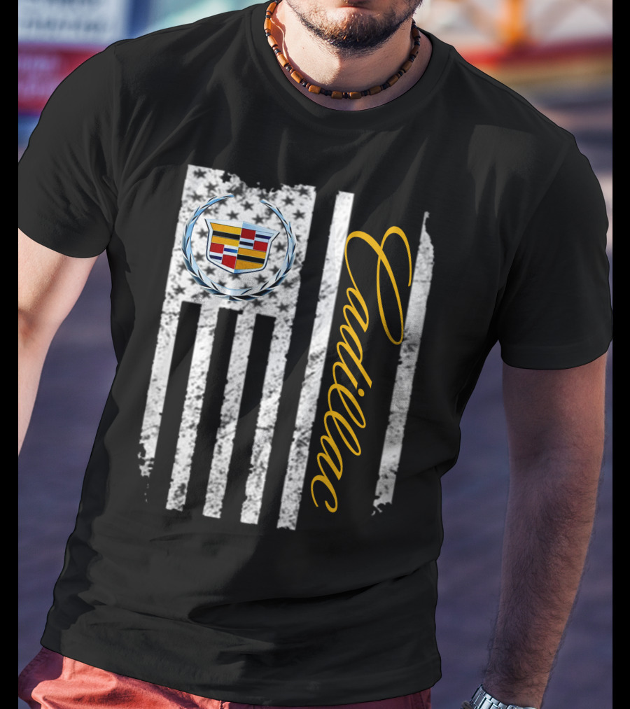 Cadillac Logo American Flag T-Shirt
