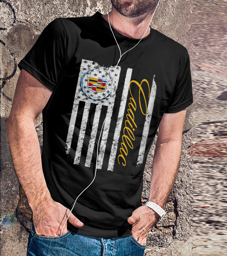 Cadillac Logo American Flag T-Shirt