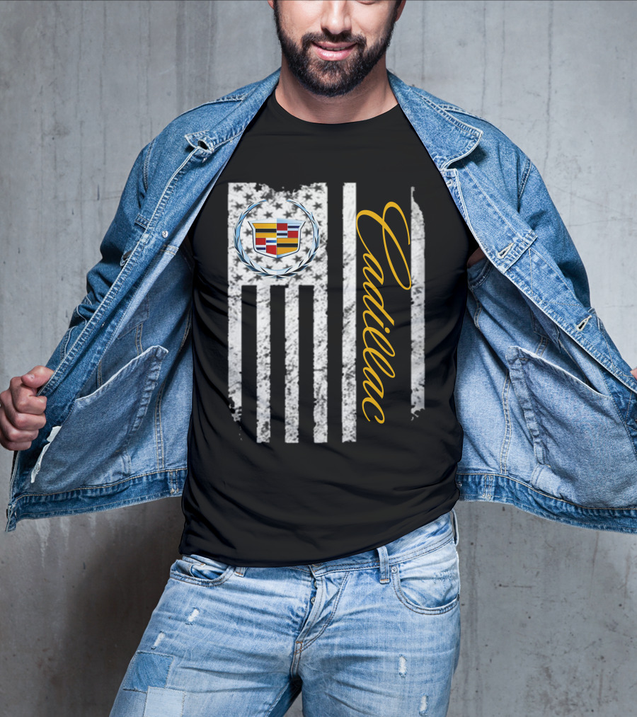 Cadillac Logo American Flag T-Shirt