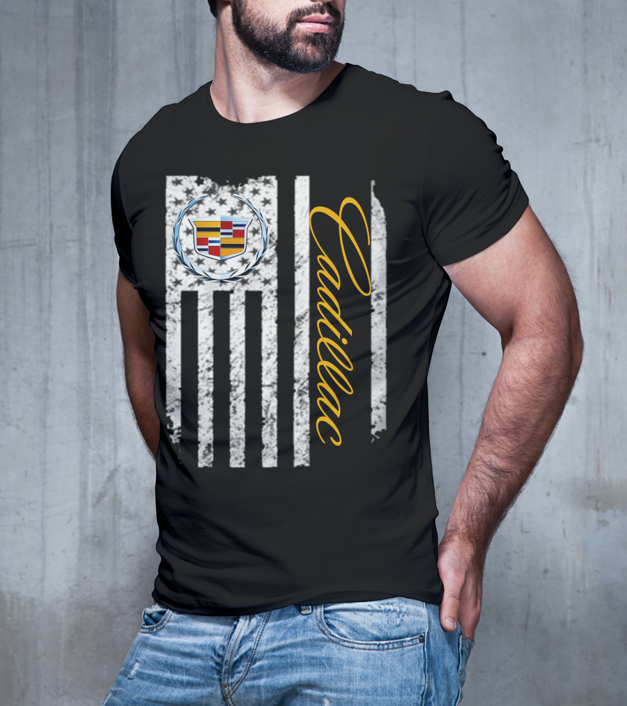 Cadillac Logo American Flag T-Shirt
